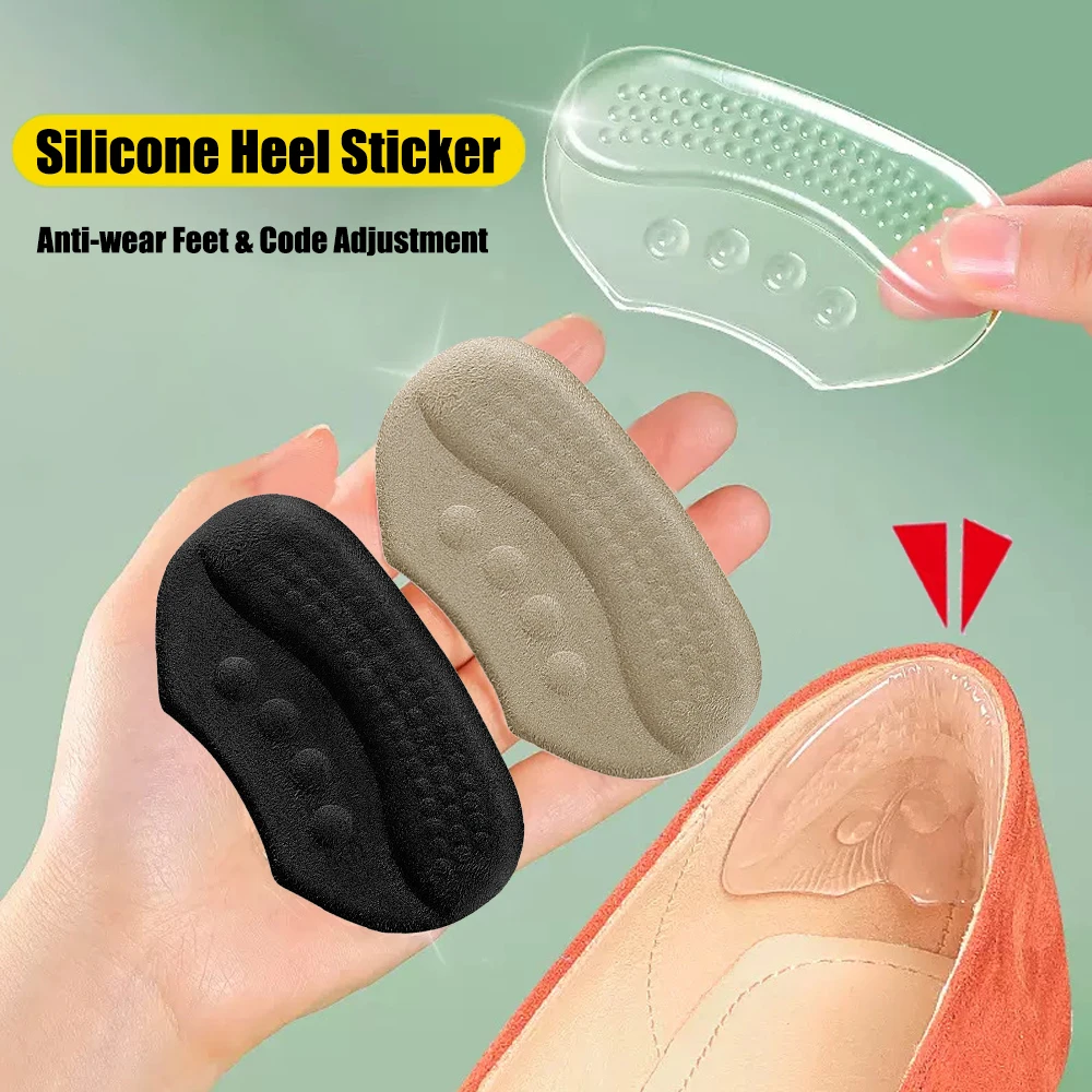 Silicone Heel Foot Pads for Shoes Women High Heels Insert Liner Grips Shoe Size Adjuster Antiwear Feet Heel Protector Stickers