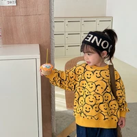 1 8 year children loose casual sweatshirt full smiley print pullover for boys girls long sleeve tops baby cute cartoon sweater