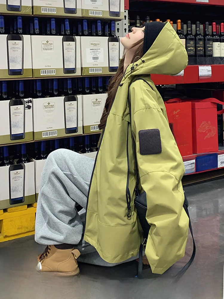 Зеленая куртка-карго с капюшоном верхняя одежда Женская весенне-осенняя