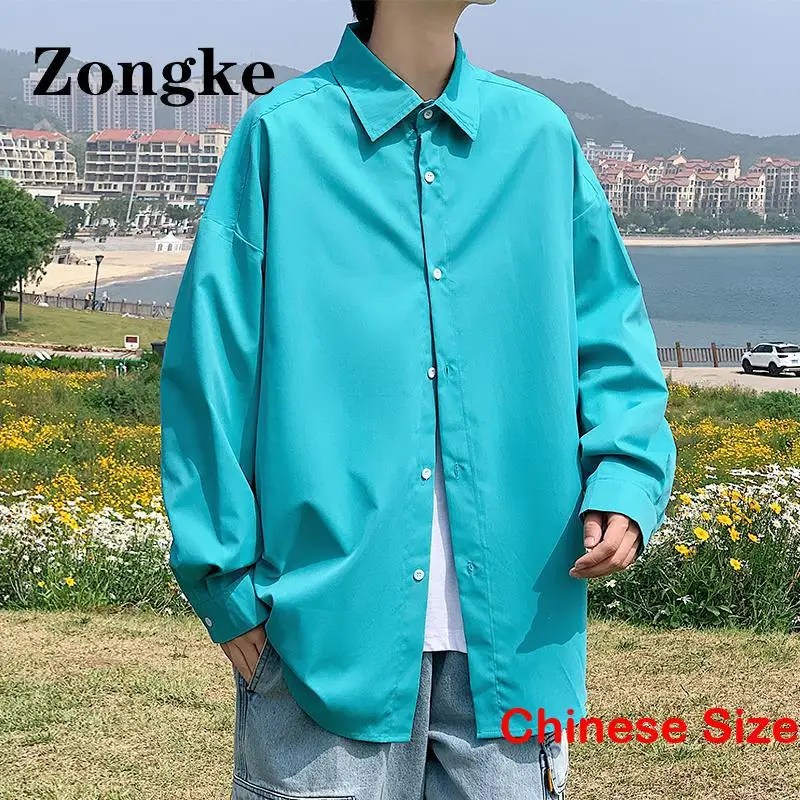 

Zongke Solid Casual Black Shirt For Men Free Shiping Korean Fashion Mens Shirts Long Sleeve Size 5XL 2023 Spring New Arrivals