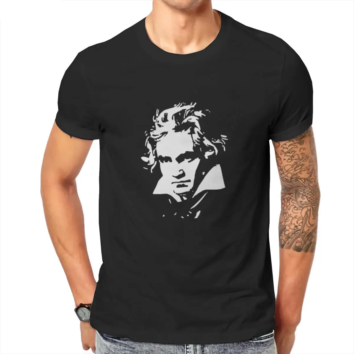 

Wholesale Ludvig Van Beethoven negative for dark shirts Unisex Tie Dye T-Shirt Printing Gift Anime JapaneseStyle Clothing 101663