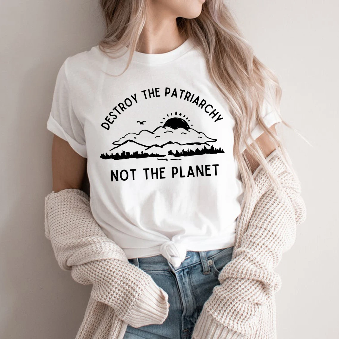 

Destroy The Patriarchy Not The Planet T Shirt Earth Day Shirt Feminist Tee Women Rights Tops Earth Day Gift Female Tshirts Tees