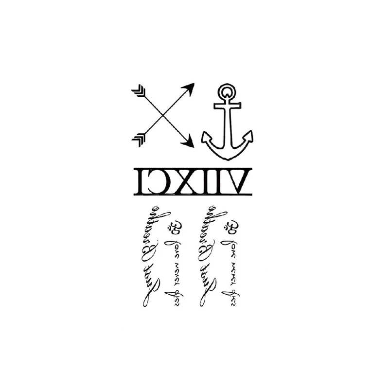 

Водостойкая Временная тату-наклейка, Английский алфавит, флэш-тату, Черная стрела, якорь, боди-арт, руки, шеи, искусственная татуировка для женщин и мужчин