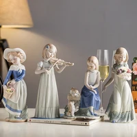 Handmade Enamel Ceramic Girl Angel Ornaments Western Beauty Figurines Living Room French Garden Decoration Birthday Gift