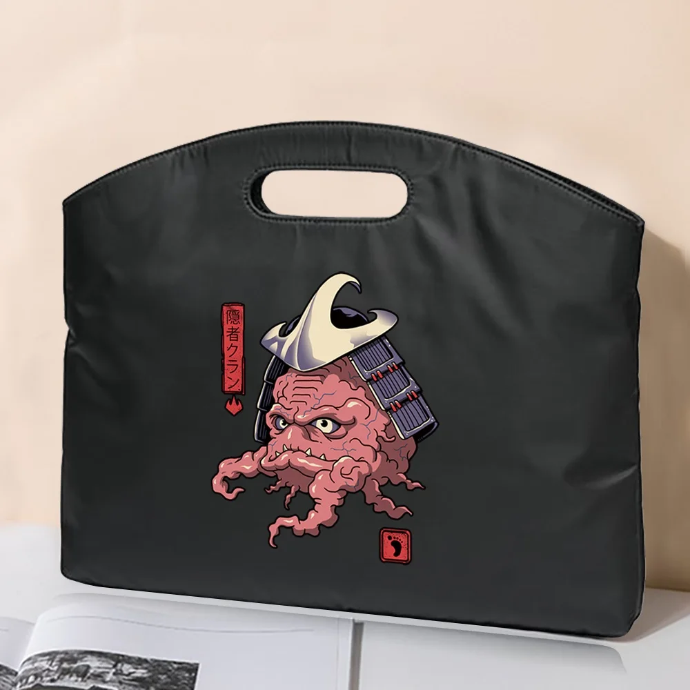 2022 Briefcase Portable Document Bag A4 Office Large Capacity Men Women Cute Monster Print Information Handbag Briefcase Meeting