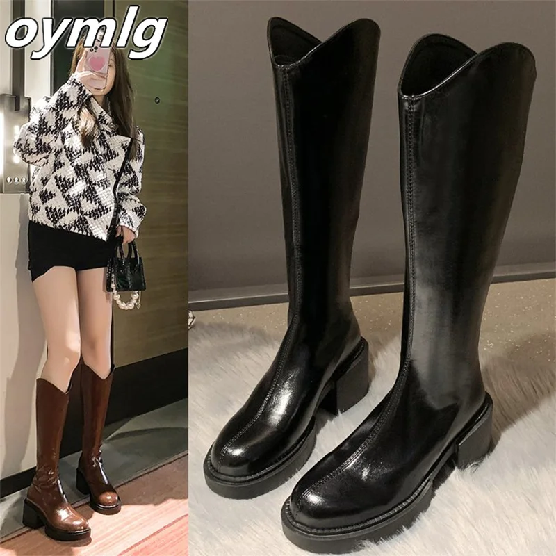 

Женские сапоги на высокой платформе, с молнией сзади