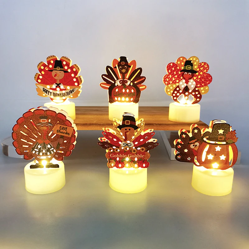 1 шт. мультяшная мини-лампа с кленовым листом индейки светодиодная свеча