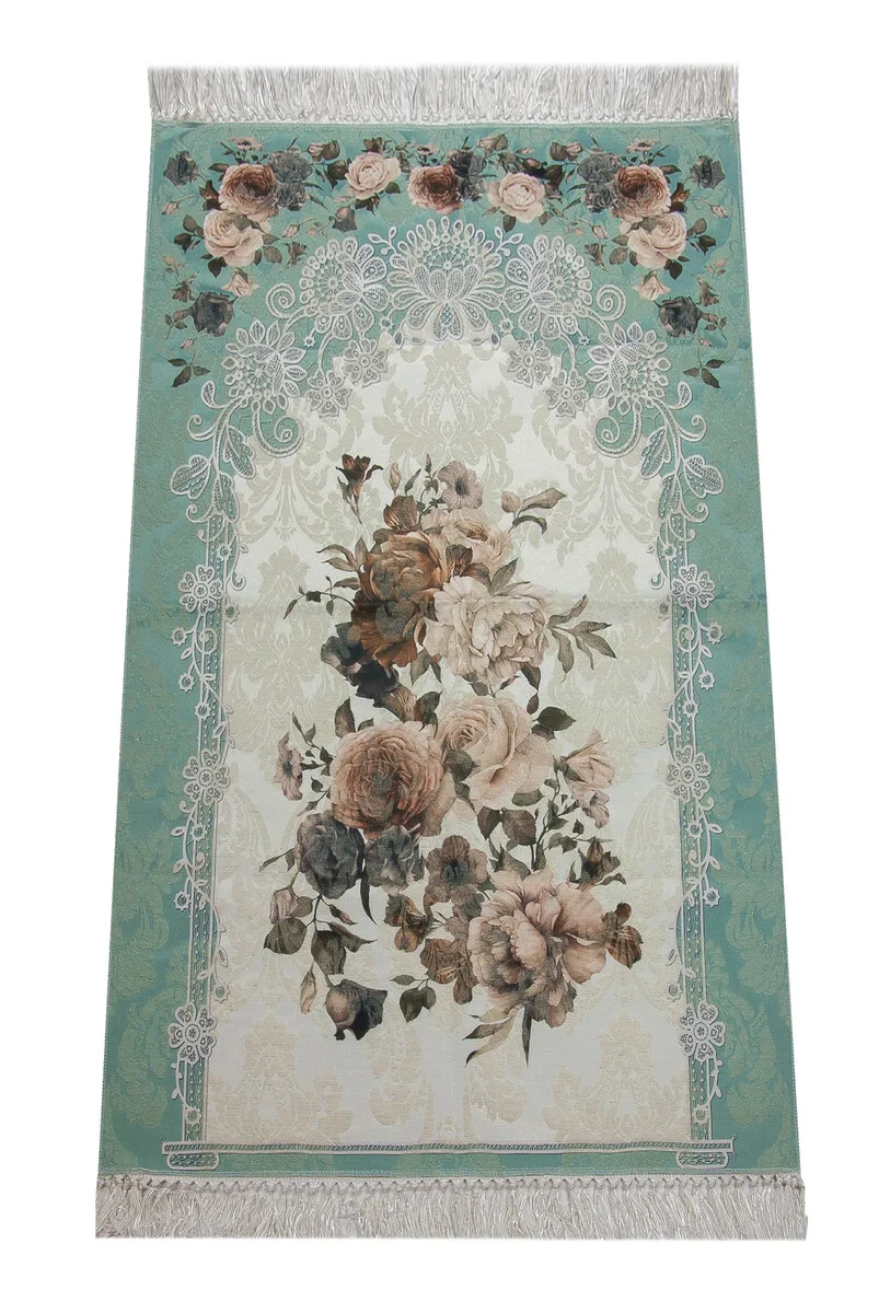 

IQRAH Digital Printed Cotton Chenille Child Prayer Rugs Mint green