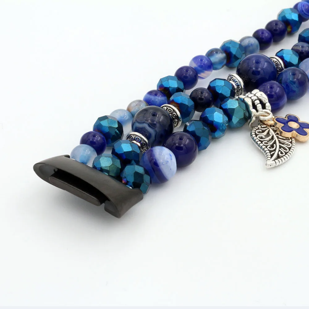 Replacement Strap for Fitbit Charge 3 4 5 Band Bracelet Fashion Handmade Elastic Stretch Wristband Women Girl Accssorises Blue