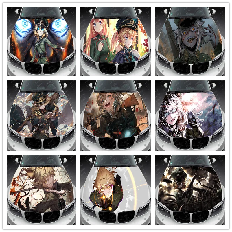 

Youjo Senki (Сага о Tanya the Evil) виниловая наклейка на капот автомобиля s-образная виниловая пленка наклейки на крышку двигателя автомобильные аксессуары
