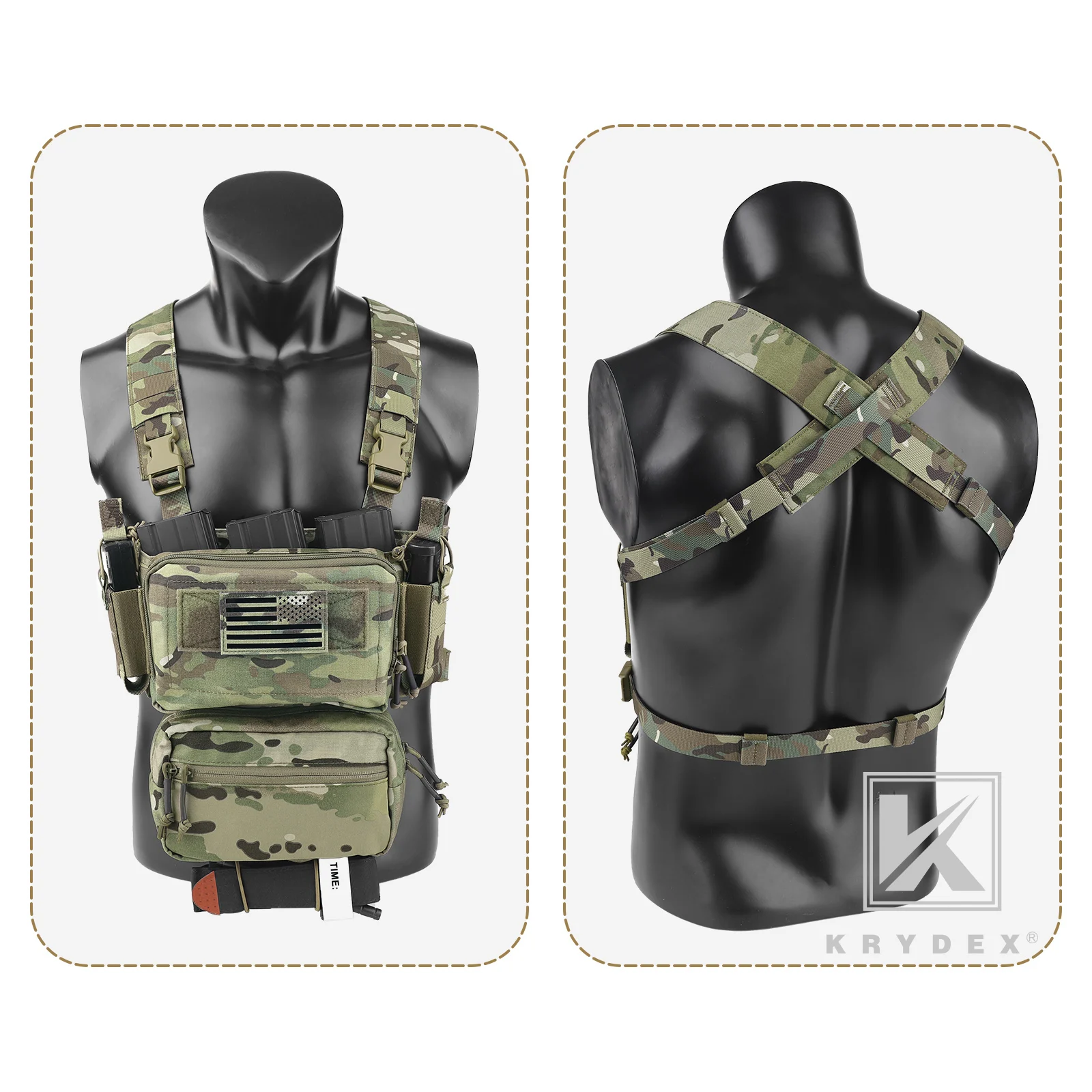 KRYDEX Hunting Molle Tactical Military D3CRM Tactical Chest Rig Outdoor Airsoft accessories EDC Caza Lightweight colete Military images - 6
