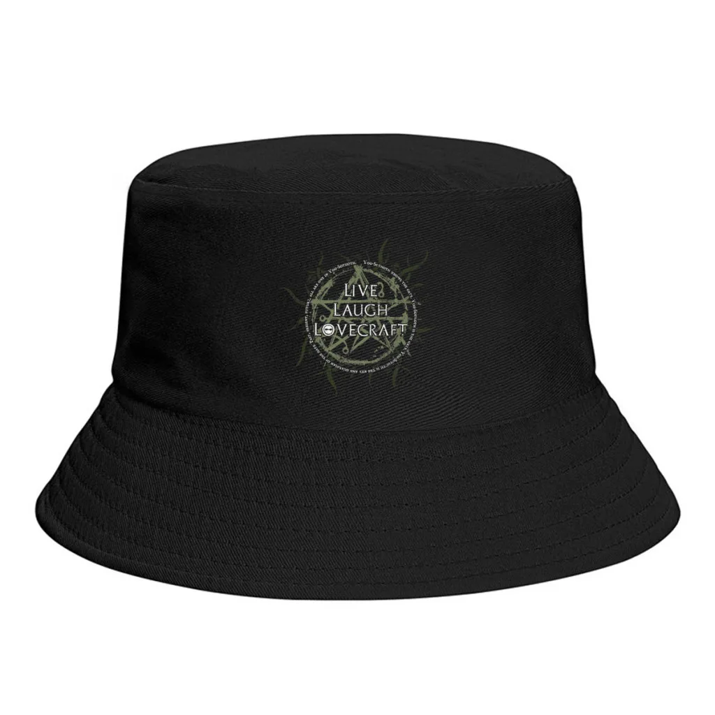 

LIVE LAUGH LOVECRAFT Cthulhu Yog Sothoth Lovecraft Classic Miskatonic Univesity Bucket Hat Polyester Men Women Fisherman Hat