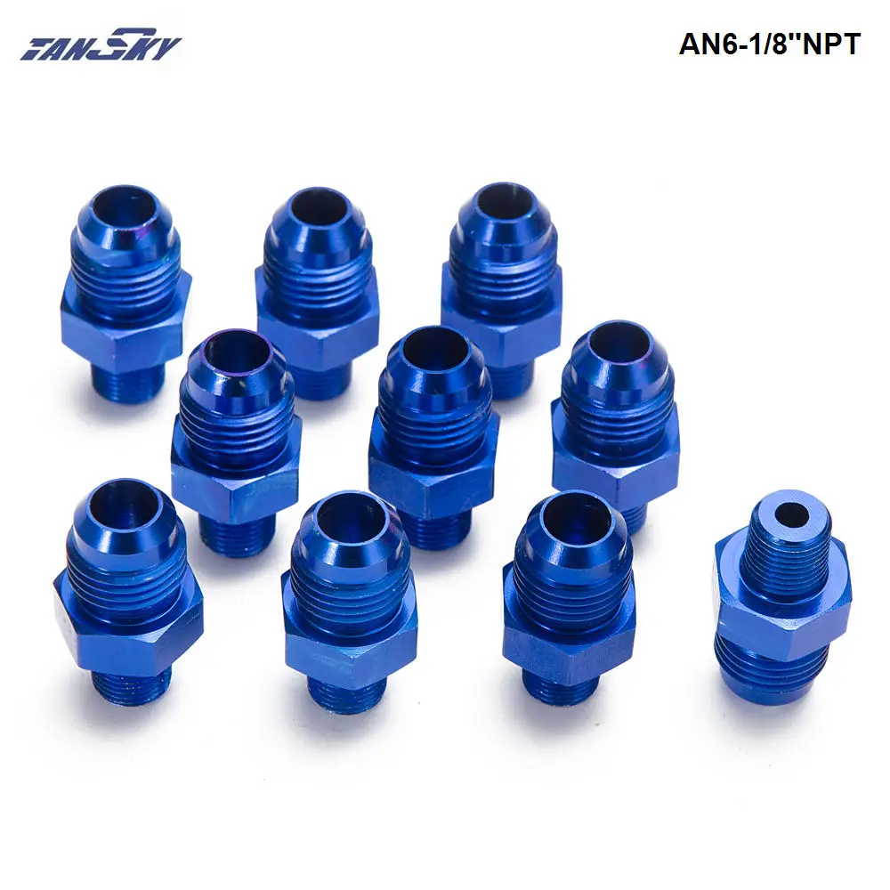 

10PCS/LOT Adaptor Aluminum Car Fittings For Braided Lines (Hoses) - Fuel / Oil / Gas / Water / Fluid / Air AN6-1/8''NPT