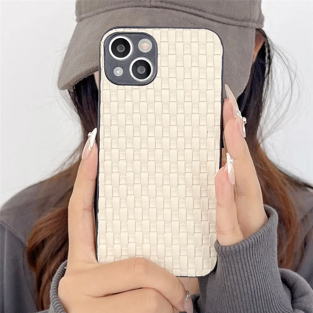 

Ottwn Fashion Woven Pattern Phone Cases For iPhone 11 12 13 14 Pro Max X XR XS Max 7 8 14 Plus Soft Shockproof Back Bumper Cover