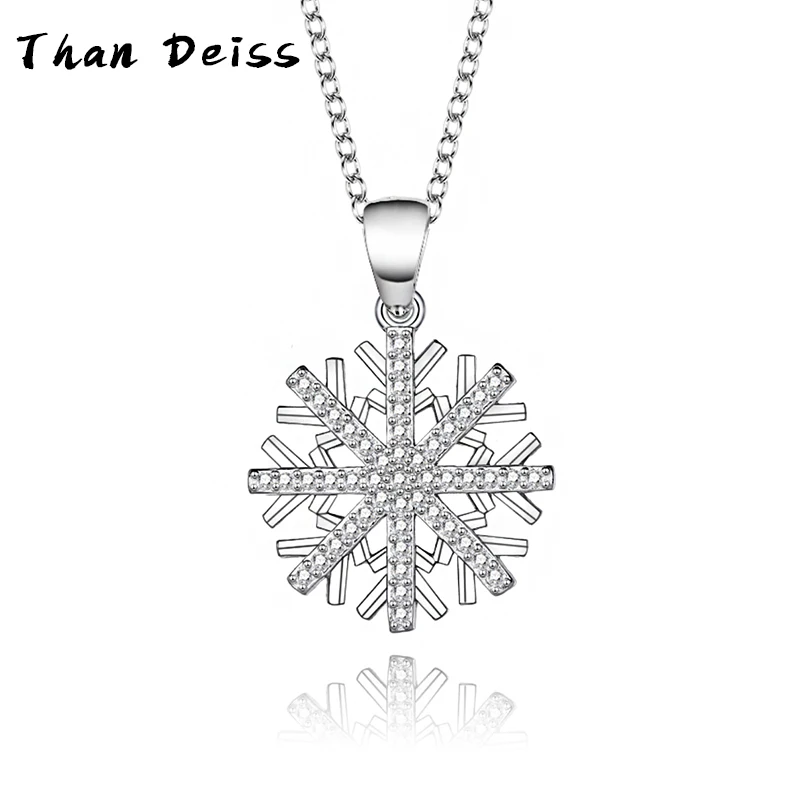 

S925 Sterling Silver Small Fresh Fashion Christmas Snowflake Necklace Clavicle Chain Simplicity Jewelry Pendant Micro Inlay