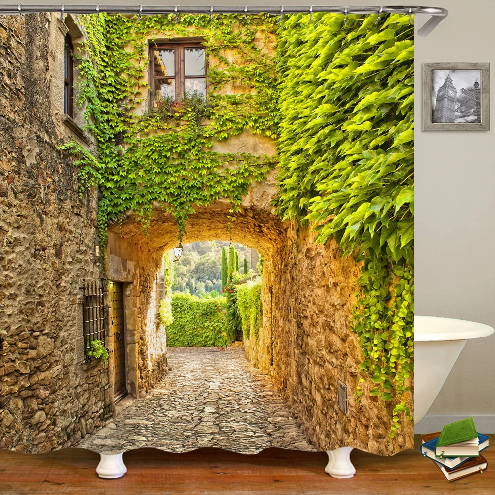 Настенная душевая занавеска с цветами Изогнутая Дверь цветной цветок домашний