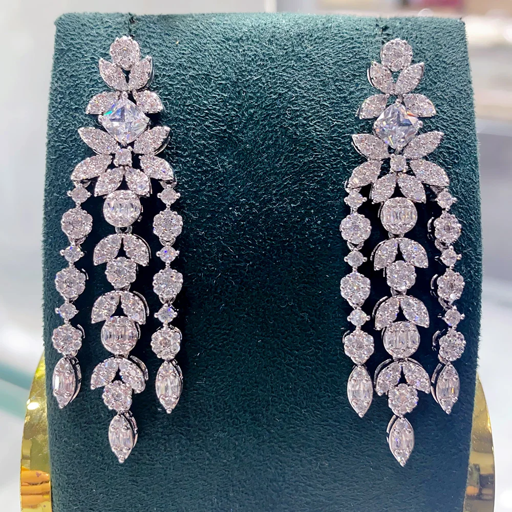 Женские серьги-фейерверки с фианитом свадебные серьги