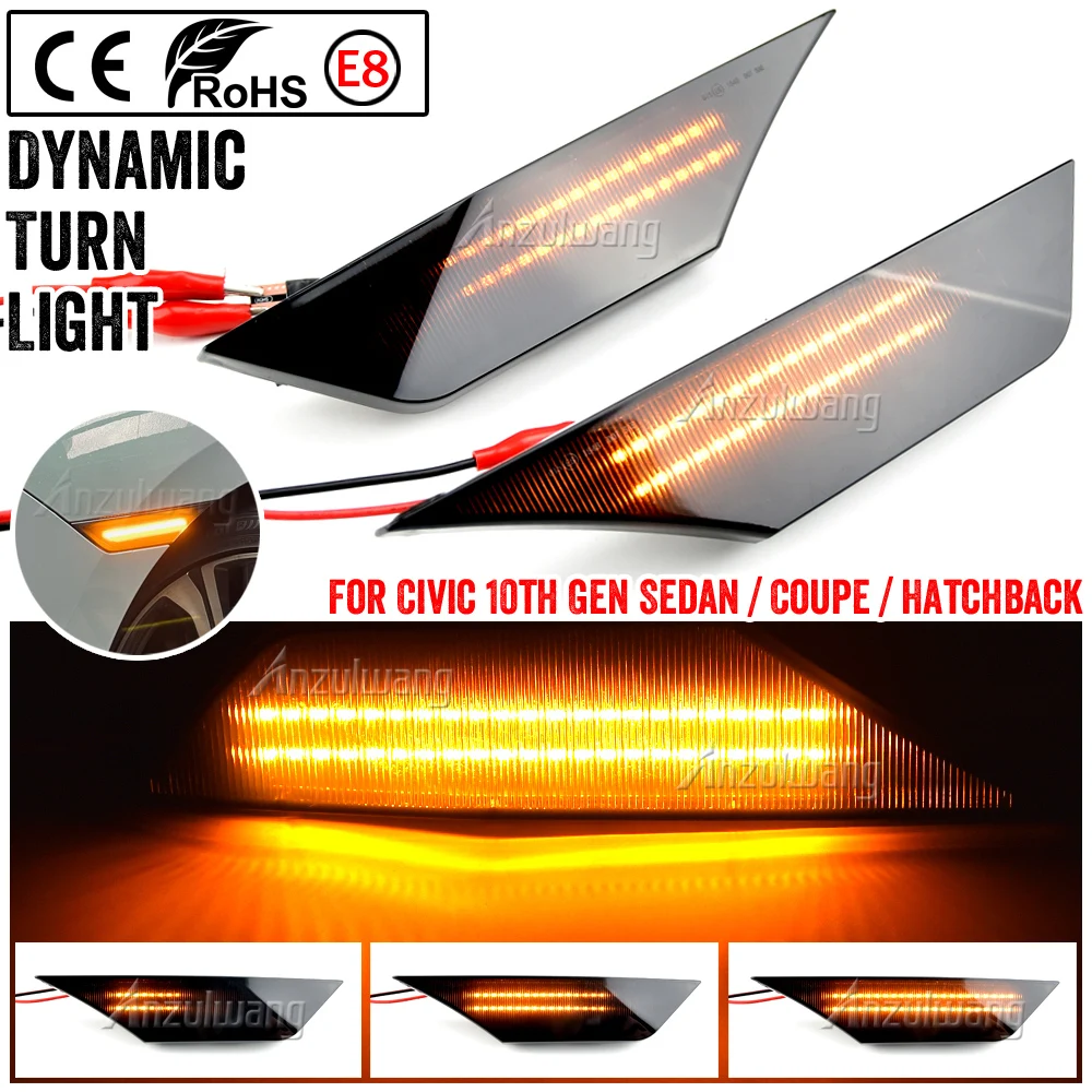 

Car Sidemarker Lamps Dynamic Front Side Marker Light Kit Turn Signal Light for Honda Civic 10Th 2016 2017 2018