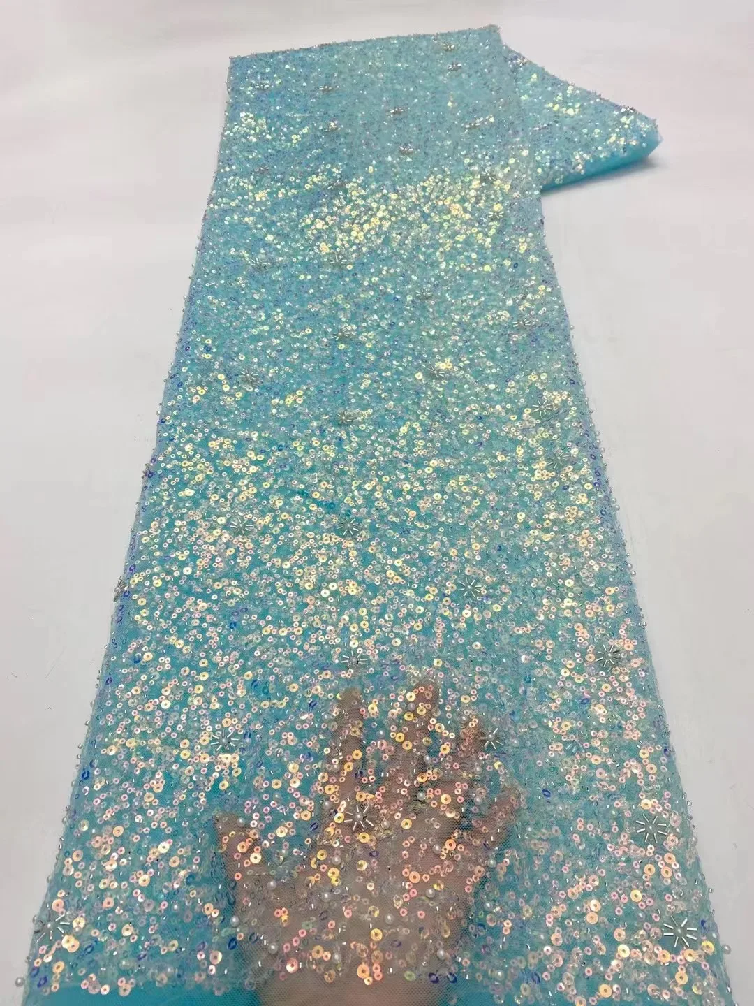 Лучшая цена нигерийская сетчатая кружевная ткань зеленые блестки кружевные