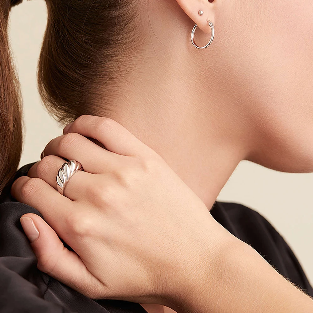 316L нержавеющая сталь Серебро Золото Цвет трендовые женские ювелирные изделия французский круассан кольцо коса витая для женщин Девушка трендовые вечерние подарок