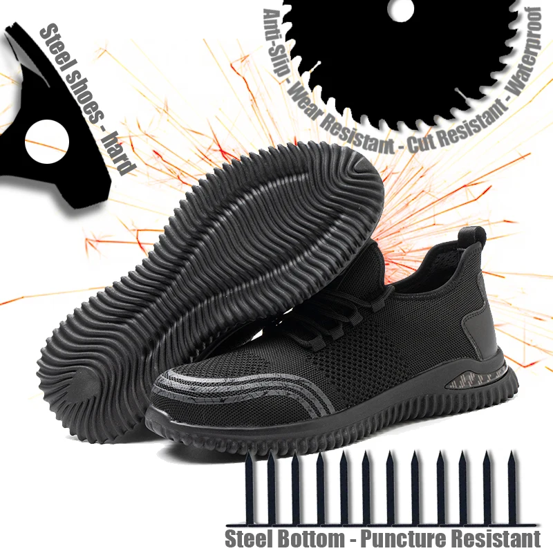 

Three-color Striped Light Breathable Casual Shoes Unisex Outdoor Work Anti-smashing Anti-piercing Steel Toe Cap Labor Insurance