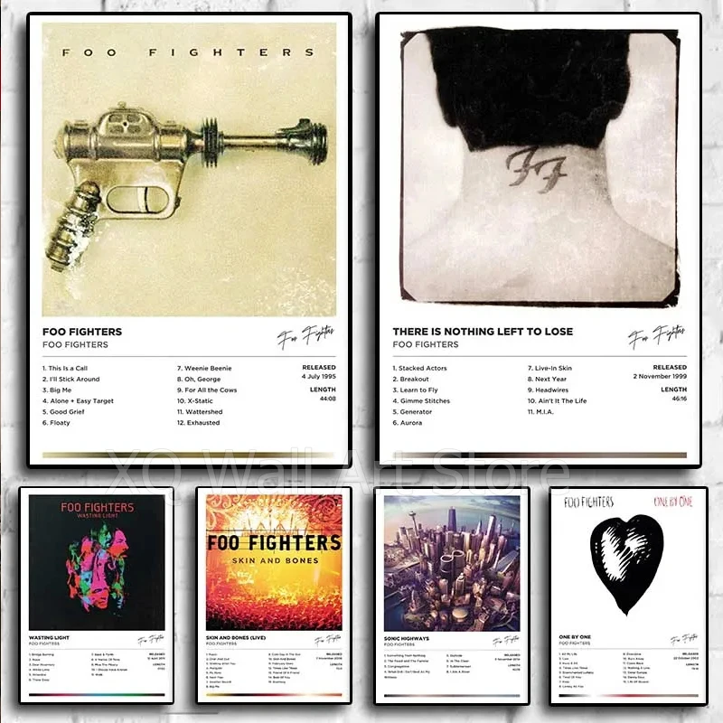 

Pop American rock FF band Foo Fighters poster aesthetic Music Album Cover Released Canvas Print Wall Art Bar Concert Room Decor