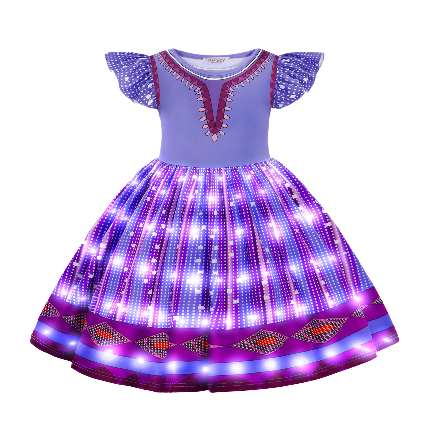 Детское платье для девочек светодиодные фонарики желаний Маша конфеты Эльза