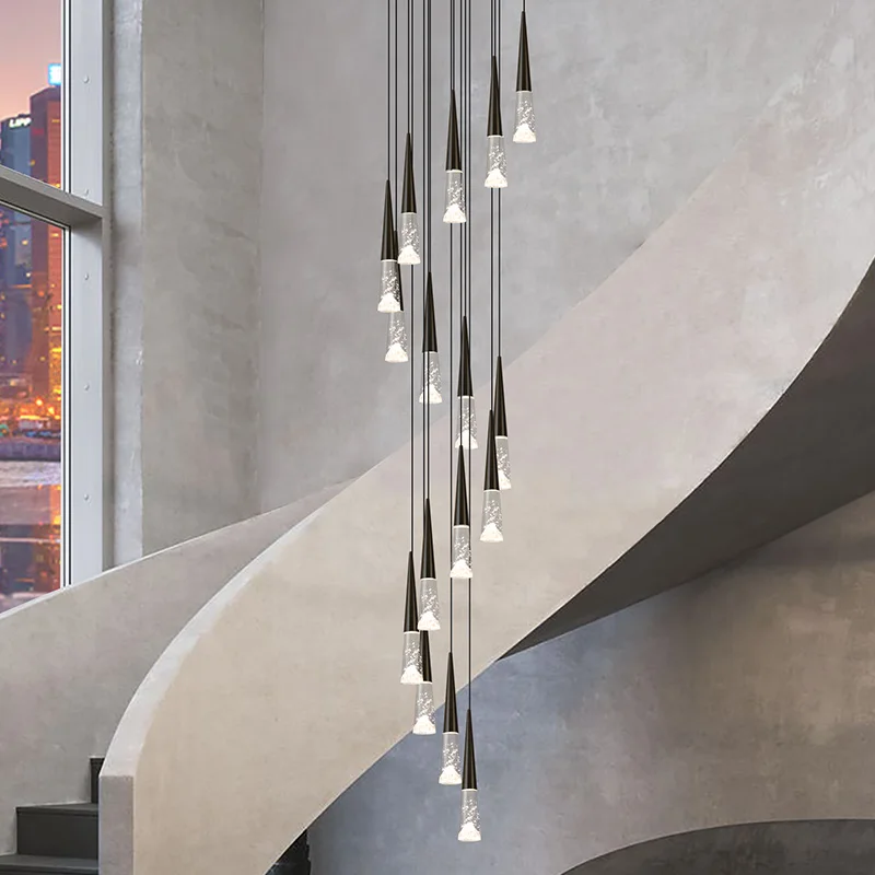 

Modern Chandelier Lighting Led Suspended Ceiling Light Lamp Loft Pendant Luster Light Fixture Chandelier Staircase Crystal