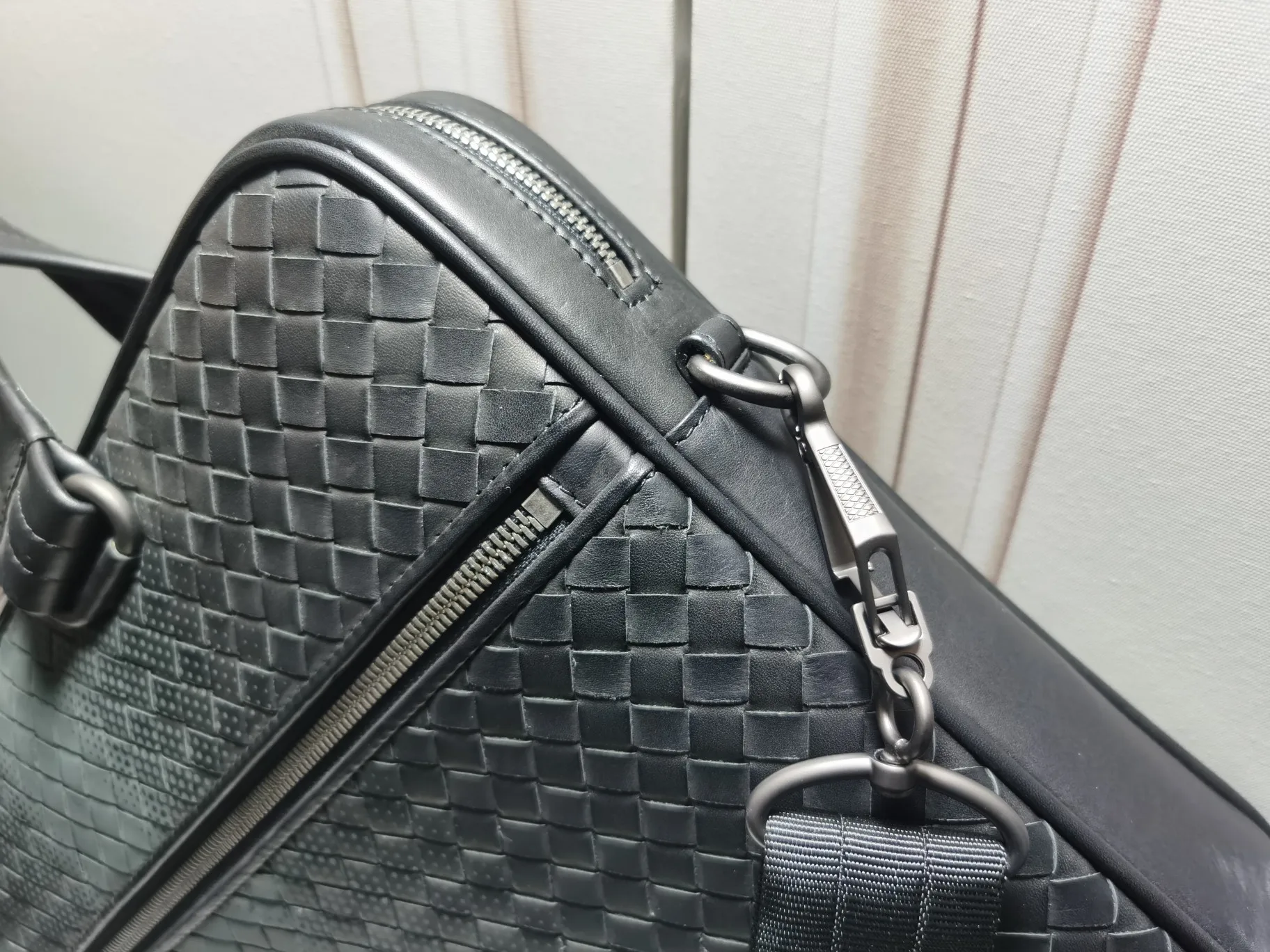 Waterproof Black Men Briefcase Luxury B Brand Fashion Knitting Design Laptop High Quality business Large Capacity Messenger Bag