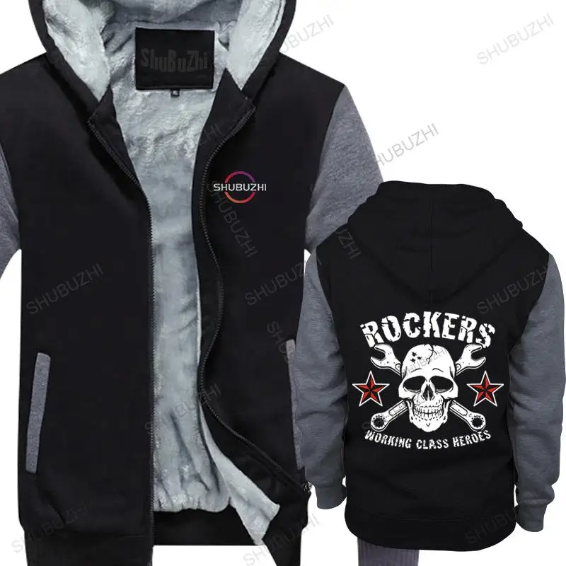 

New Funny Clothing Casual warm coat thick hoodie ROCKERS WORKING CLASS HEROES - Rock'n'Roll Rockabilly Punk Rocker Skull hoody