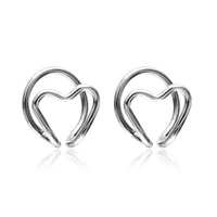 metal silver heart ear clip double layer ear bone cuff clip simple stud earrings for women cuffs clip earring jewelry gift