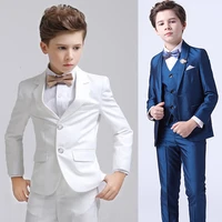 autumn white kid boys blazer vest pants 3pcs sets baptism wedding party prom baby boy suit good quality teenager costume