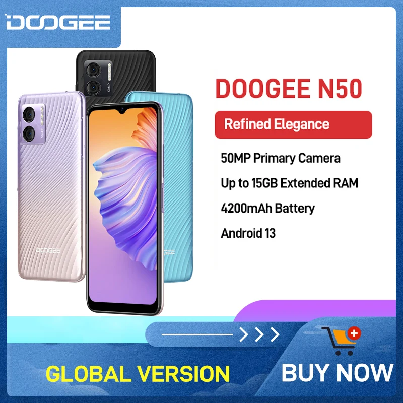 DOOGEE N50 Smartphone 8GB RAM+128GB ROM Spreadtrum T606 Octa Core 6.52
