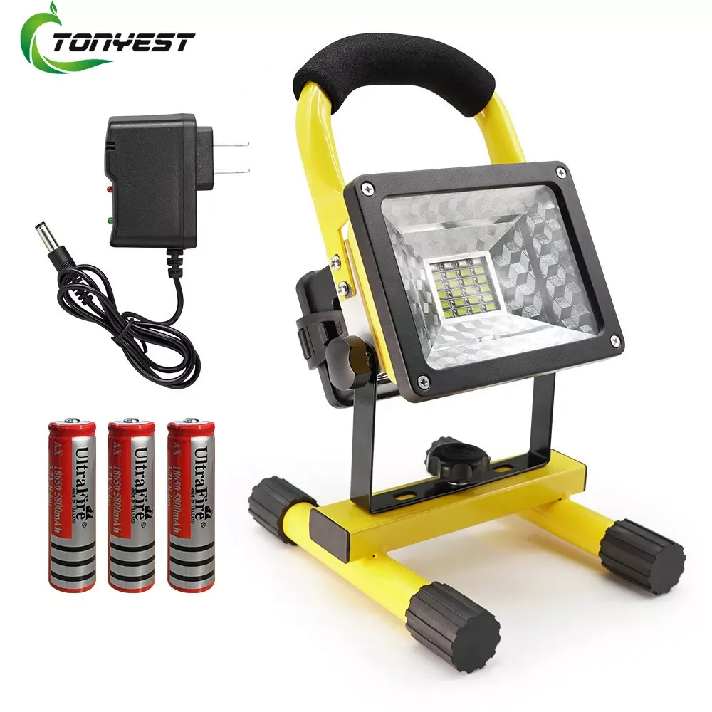 

NEW2023 Rechargeable LED Floodlight Portable Outdoor Spotlight Outdoor Lighting Led Spotlights Movable Flood Lights with DC Char