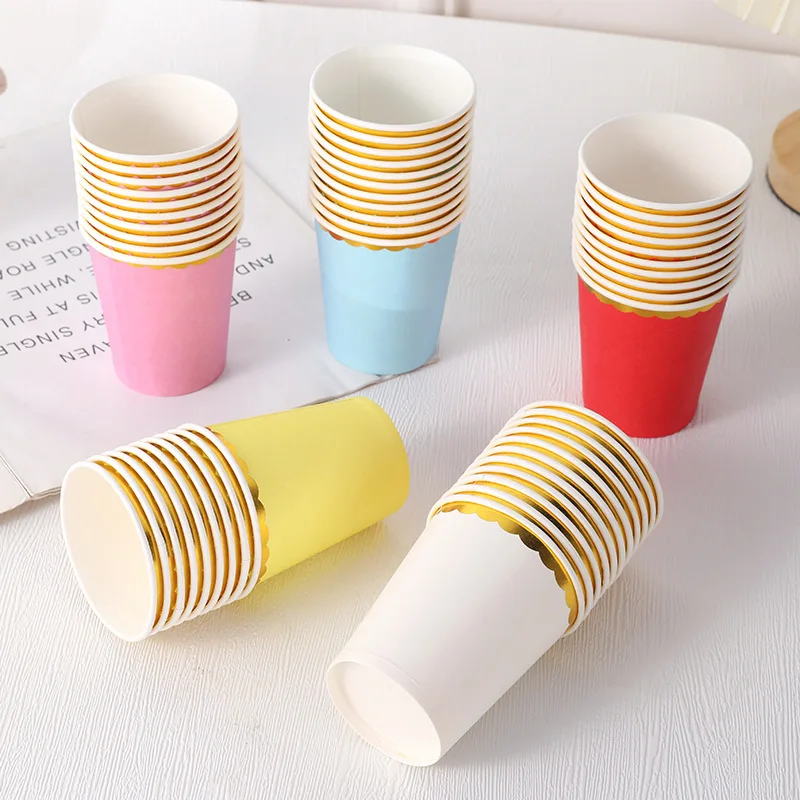 

10 шт., одноразовые бумажные чашки с кружевом, 250 мл