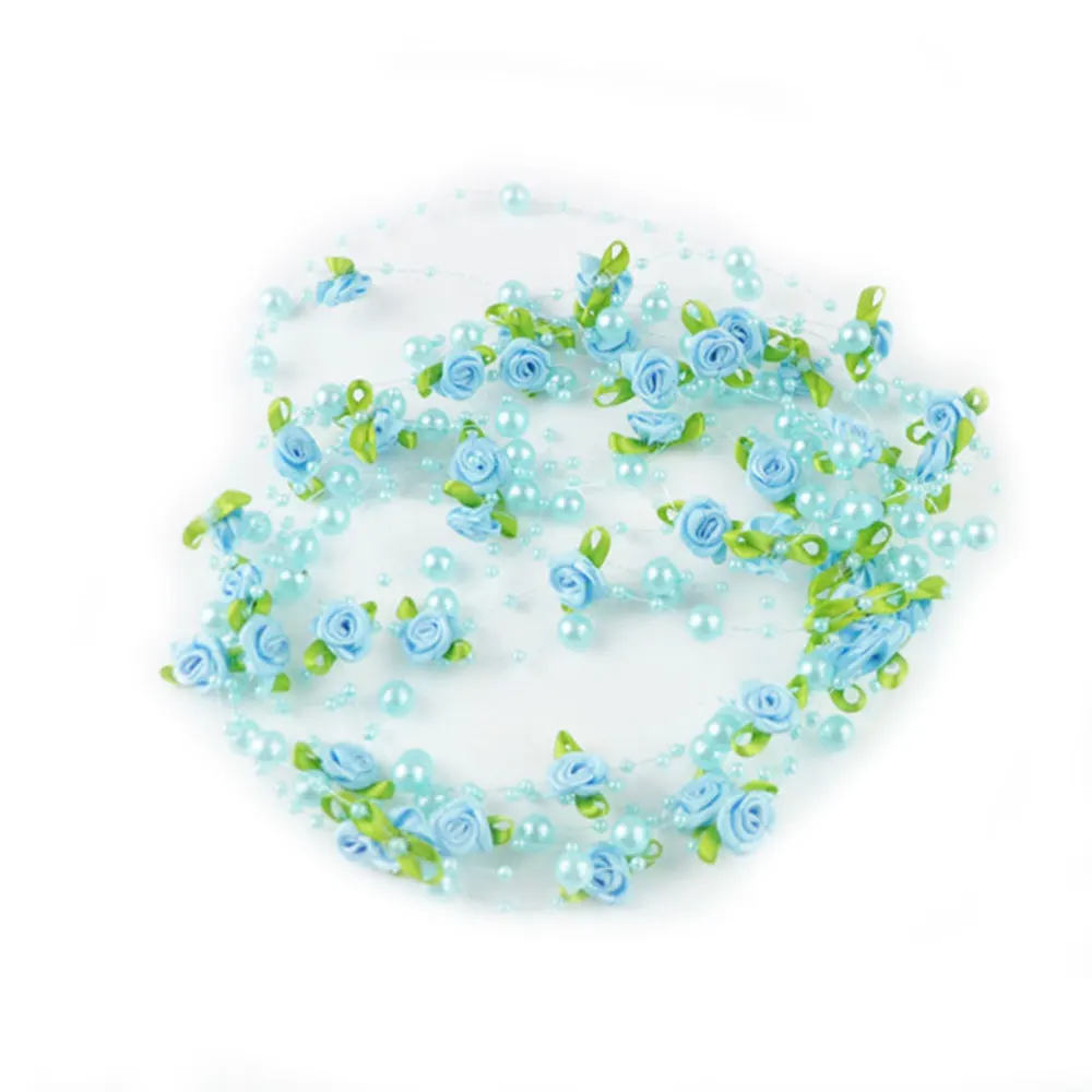 

Гирлянда Из Искусственных Зеленых Листьев, Роз И Жемчужных Бусин Длиной 4,5 Метра Для Декора Свадебных Букетов