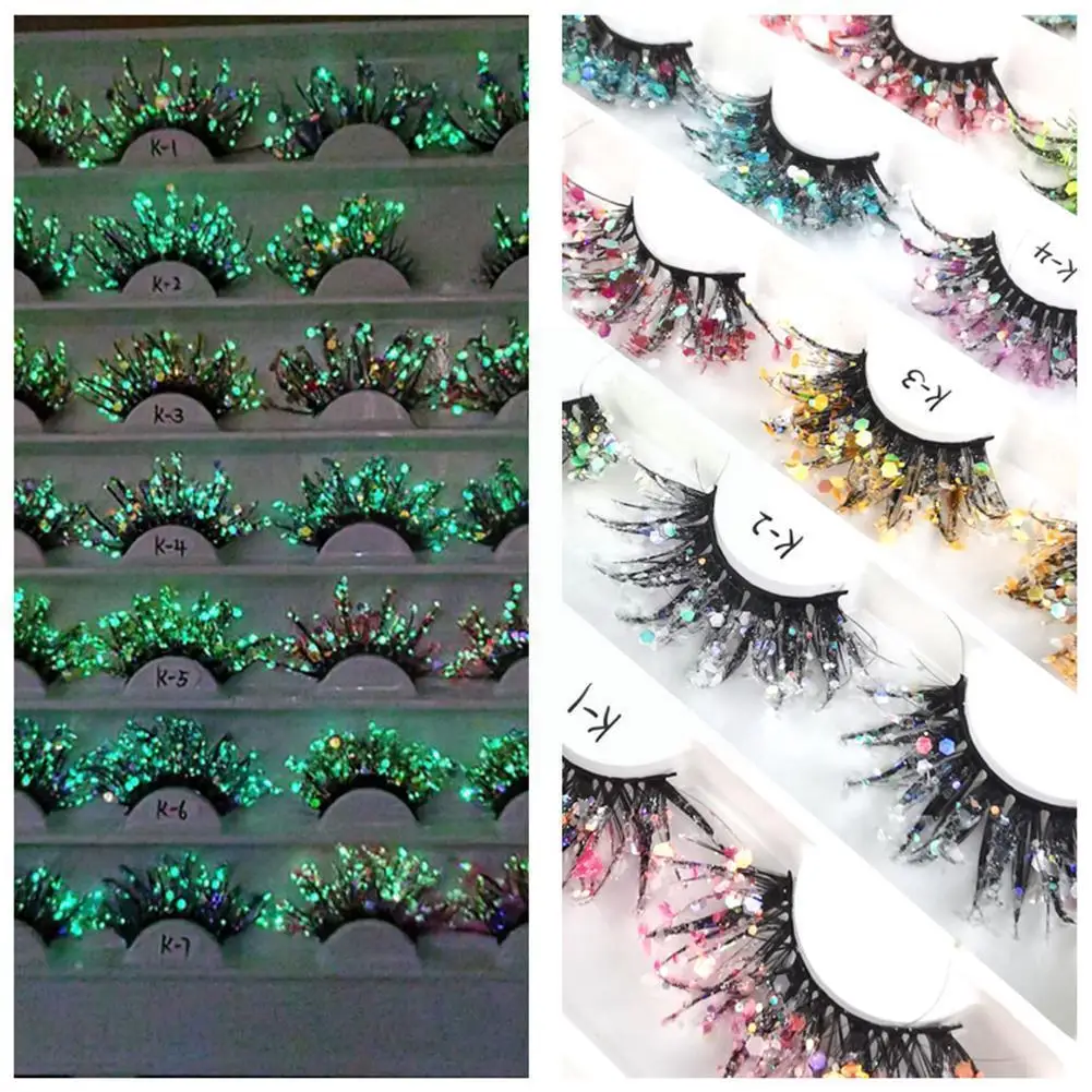 1 пара 25 мм Цветные светящиеся 3d блестки бриллианты искусственное наращивание