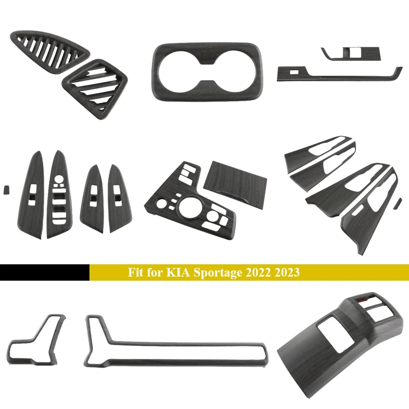 

For Kia Sportage NQ5 2022 2023 Chrome Interior Air Vent Cover Glove Box Instrument Panel Trim Decoration Car Styling Wood Grain