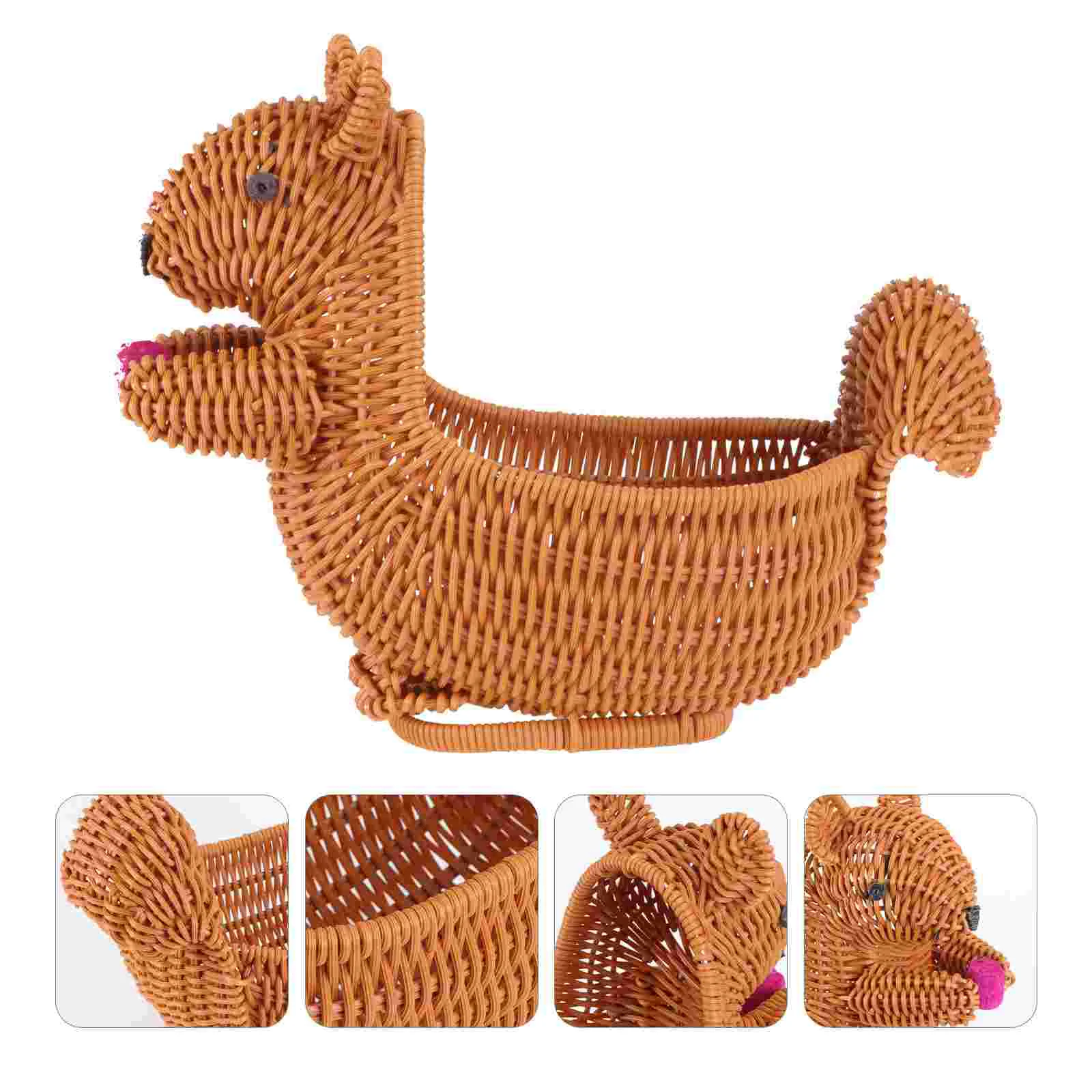 

Basket Fruit Woven Wicker Rattan Storage Bowl Serving Bread Tray Snack Decorative Baskets Squirrel Weaving Candy Weave Bowls
