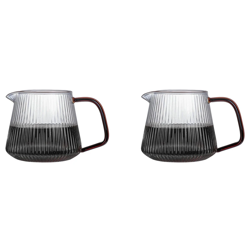

2X Pour Over Coffee Server Vertical Stripes Glass Coffee Pot Heat Resistant V60 Drip Coffee Share Pot Barista Kettle