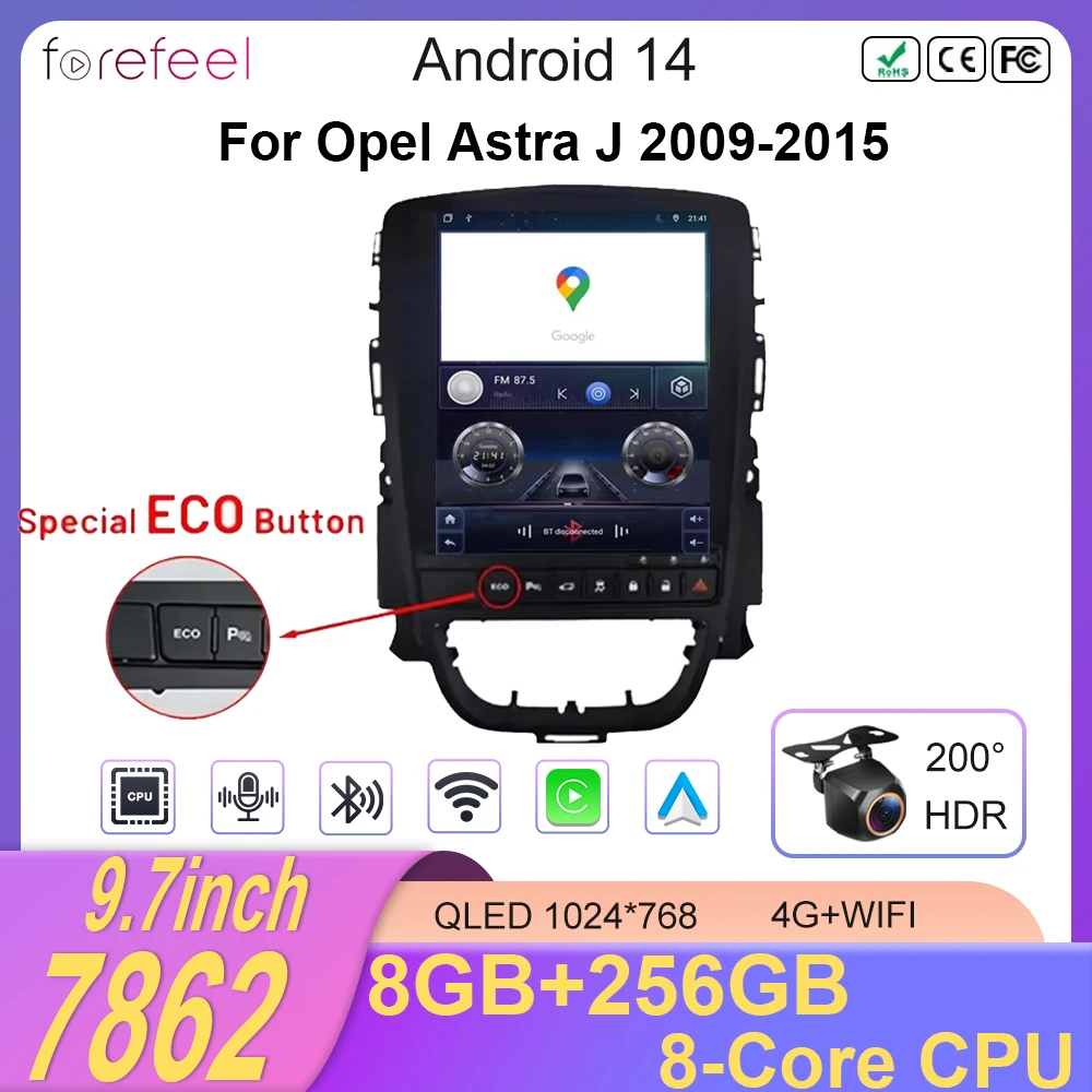 Carplay вертикальный беспроводной Android Auto для Opel Astra J 2009-2015 автомобильный