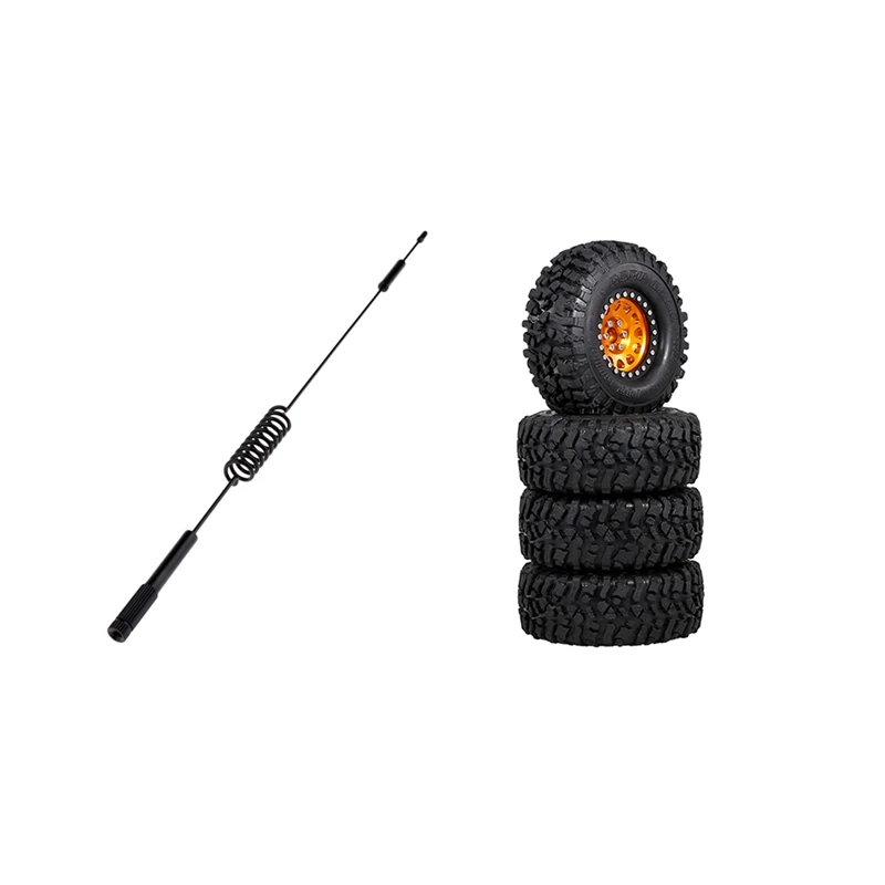 

2 Set RC Car Part: 1 Pcs Antennas With Replacement Screws & 1 Set Metal 2.2 Beadlock Wheel Rim Tires Set