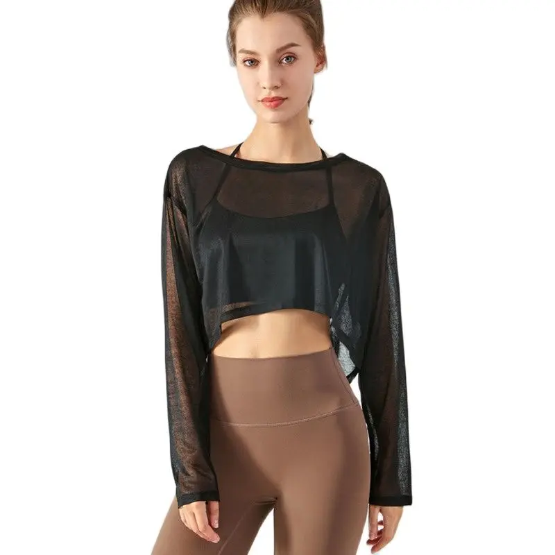 

Блузка MYS с длинным рукавом для йоги, дышащий спортивный кроп-топ для фитнеса, летний Быстросохнущий Свободный Топ для тренировок в тренажерном зале и бега