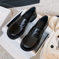 2022 new women leather shoes women casual shoes genuine leather solid color round set of feet non slip breathable women loafers