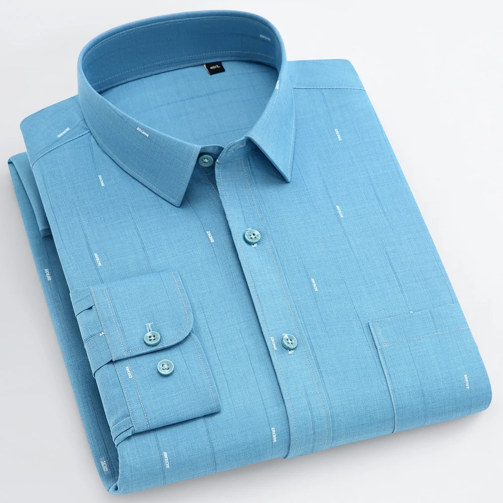 

Мужская Повседневная рубашка в клетку, белая эластичная рубашка в полоску, с одним карманом, длинными рукавами и принтом, Осень-зима 2019