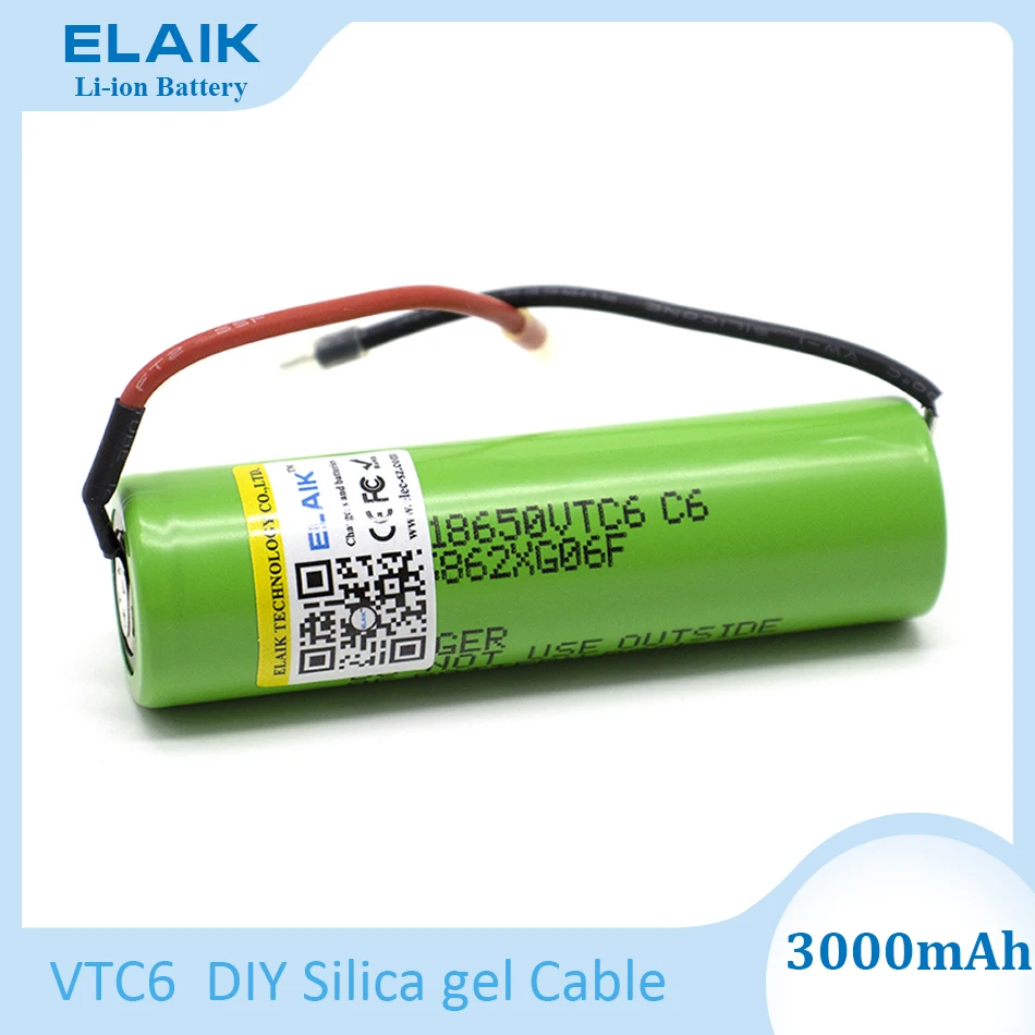 

2 teile/los Elaik VTC6 3,7 V 3000mAh 18650 Li-Ion Batterie 20A Entladung 18650VTC6 Werkzeuge e-zigarette batterien + DIY Nickel