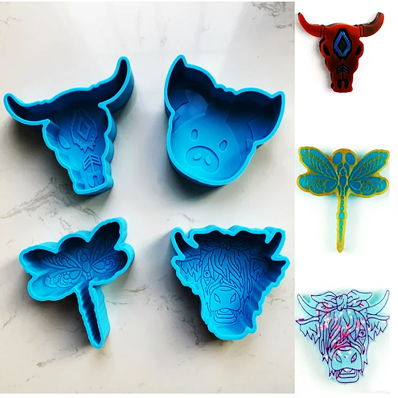 NewCow Dragonfly Pig Car Freshie Molds For Aroma Beads | Resin Clay Mold | Candle Mold | Soap Mold | Cake Fondant Chocolate mold