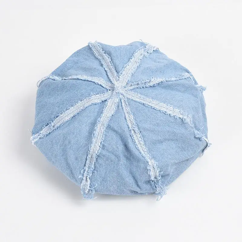 Джинсовый берет в стиле ретро женская шапка на весну и лето модная дамская Кепка