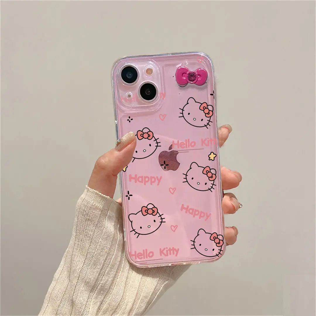 Чехол для VIVO Y28 Y76 Y75 Y02 Y02T Y02A Y11 V21 V23 Y33 Y51 Y31 Y17S Y50 Y30 V23E Y100 Y03 Y22 Y20 V30E kt Hello Kitty Bow 3D