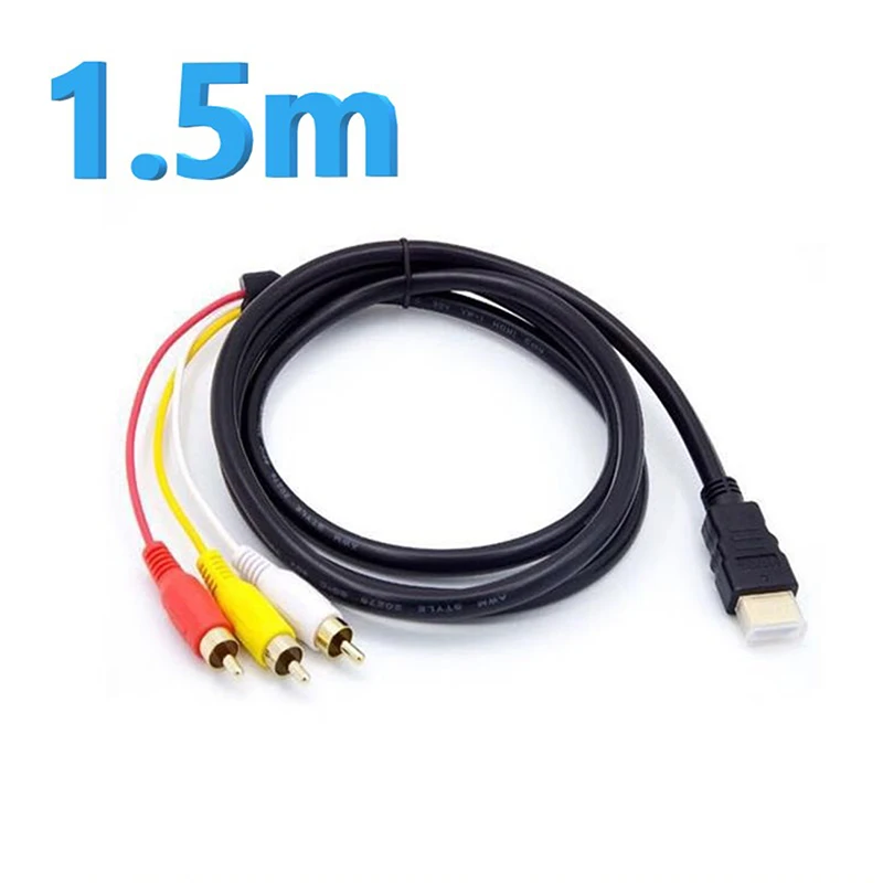 

1,5 м черный HDMI-совместимый штекер к 3 RCA Аудио Видео Компонент AV видео кабель